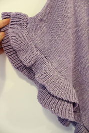 乐颜家 木耳荷叶褶皱金丝混针织套头毛衣 优雅与时尚的完美融合