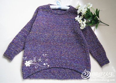 圈圈线女士棒针休闲宽松不规则下摆套头毛衣 温暖随性的针织艺术